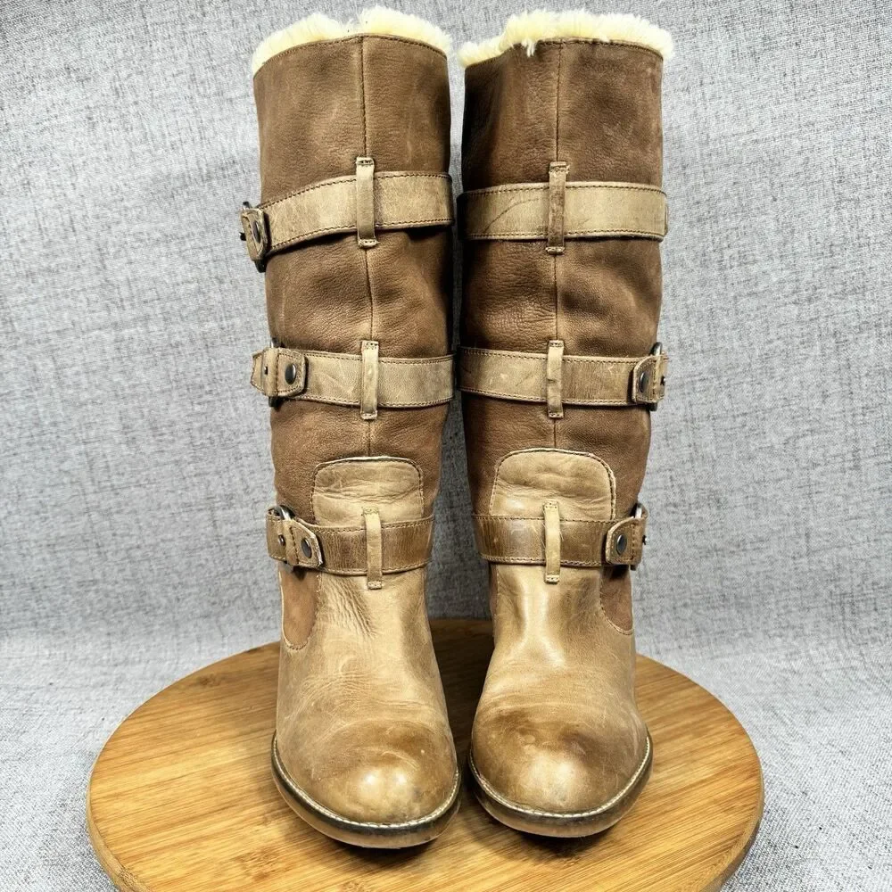 Gianni Bini Boots Women's Size 8 M Knee Suede Leather Faux Fur Lined